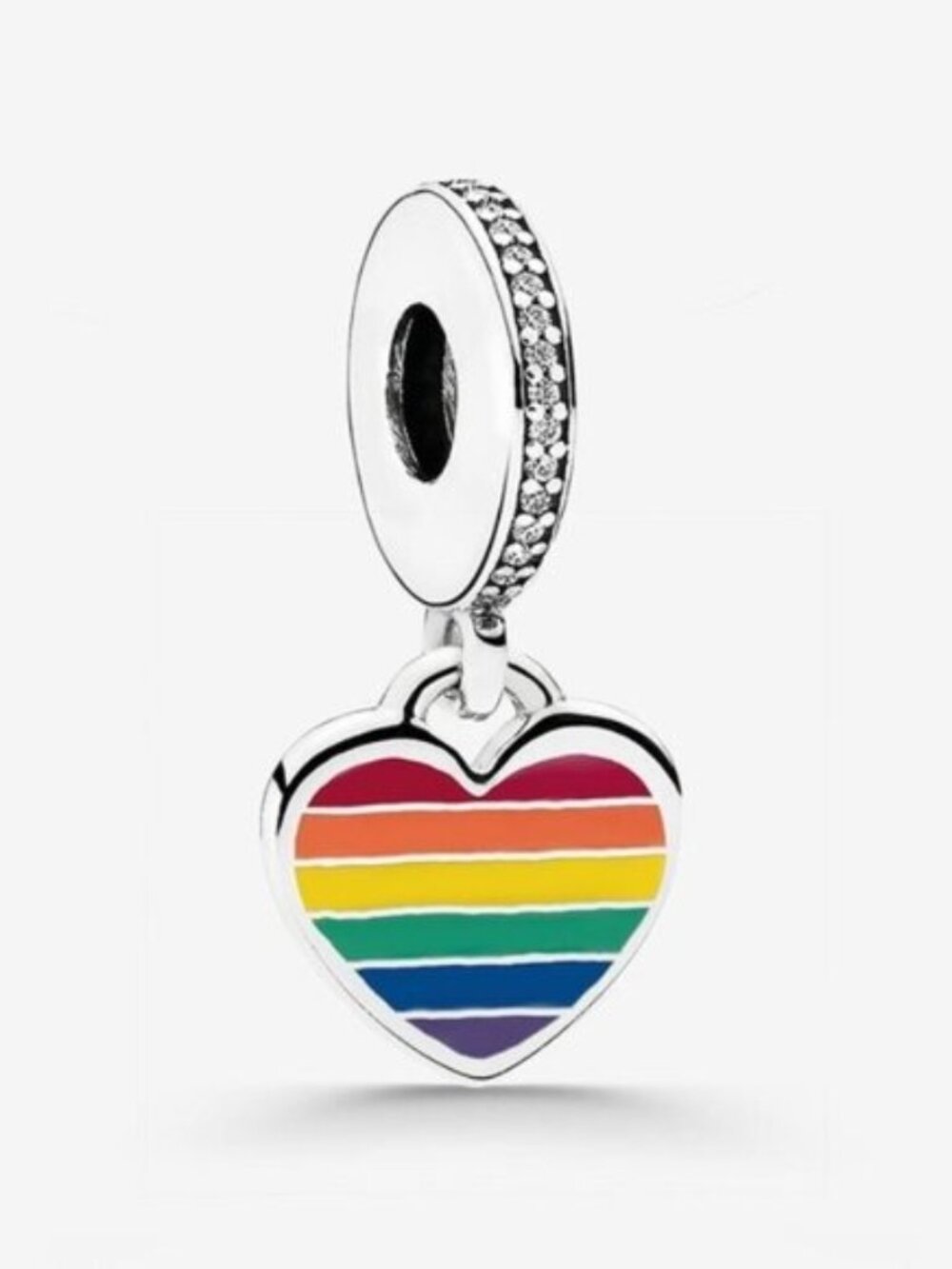 Pandora Rainbow Stripe Heart Dangle Charm - Multicolor